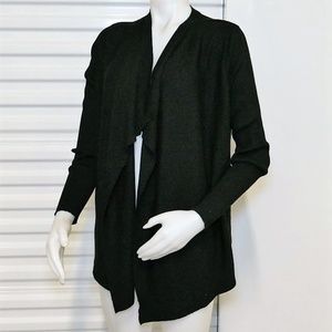 Kate Hill Black Metallic Open Front Cardigan sz M